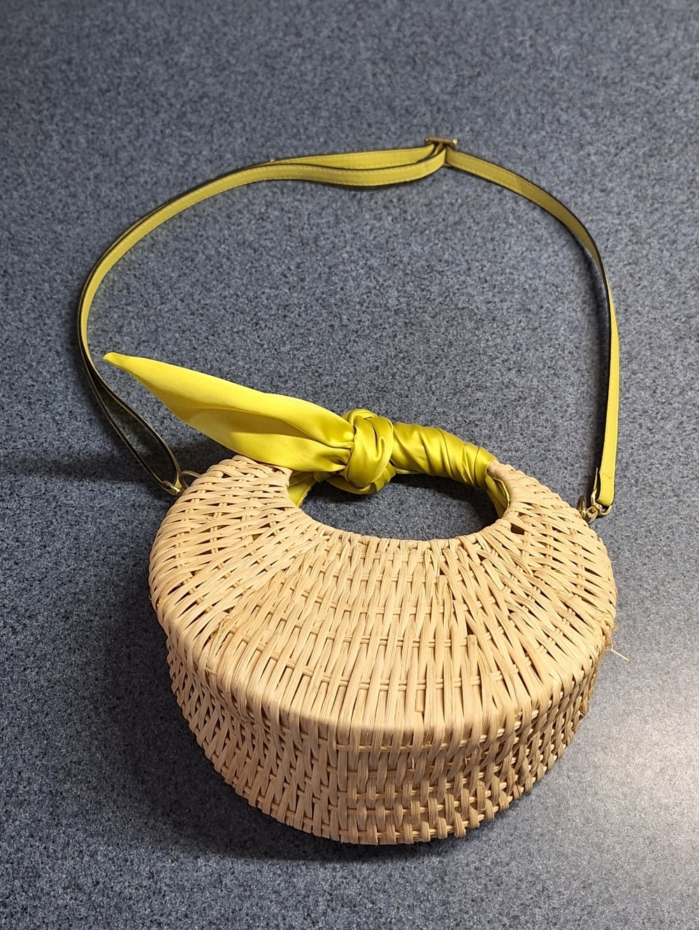 Scoop Woven Straw Crossbody Bag with Satin Scarf Accent, Style#SC221129 - Picture 10 of 16